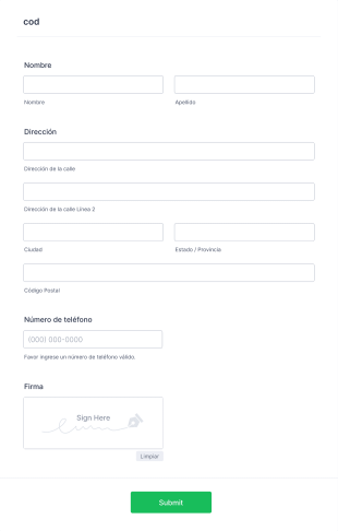 Códigos Form Template