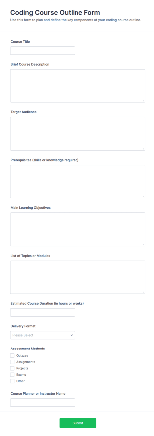 Coding Course Outline Form Template