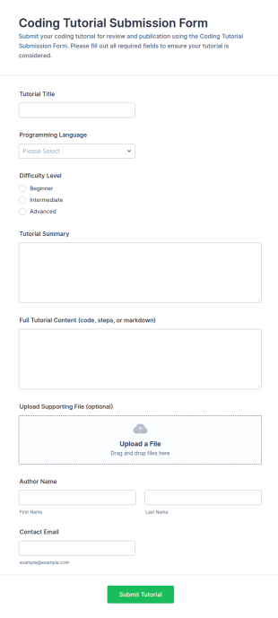 Coding Tutorial Submission Form Template