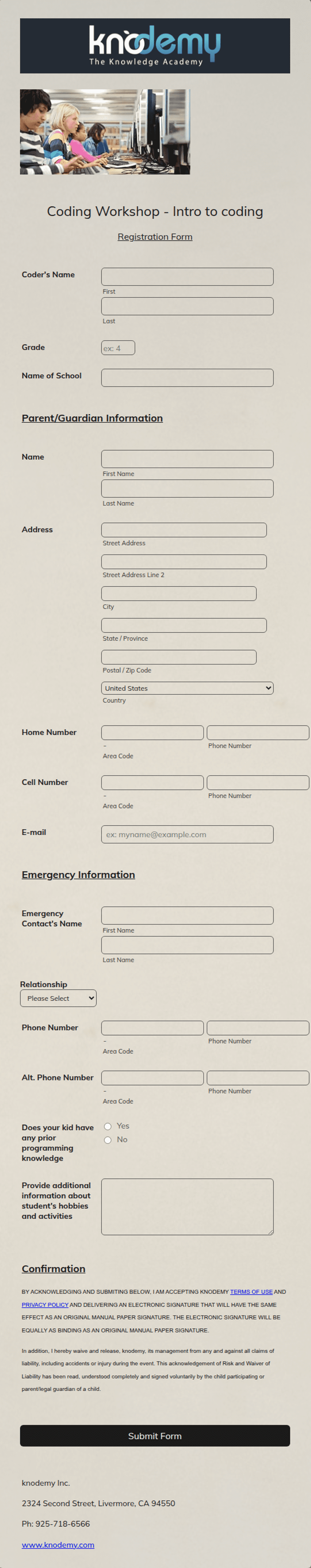 Coding Workshop Registration Form Template | Jotform