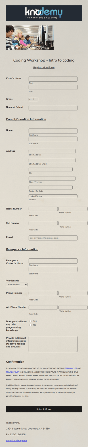 Coding Workshop Intro To Coding Form Template