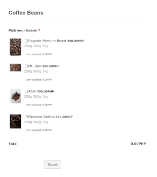 Coffee Beans Order Form Template