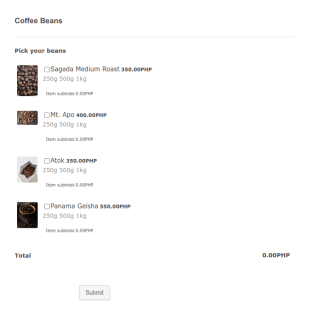 Coffee Beans Order Form Template
