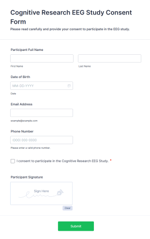 Cognitive Research EEG Study Consent Form Template