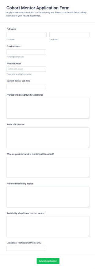 Cohort Mentor Application Form Template
