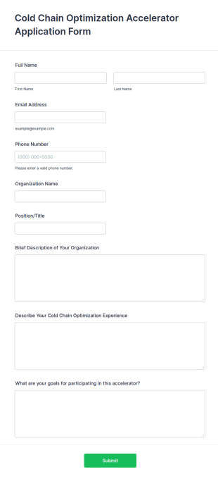 Cold Chain Optimization Accelerator Application Form Template