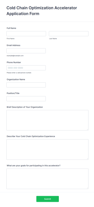 Cold Chain Optimization Accelerator Application Form Template
