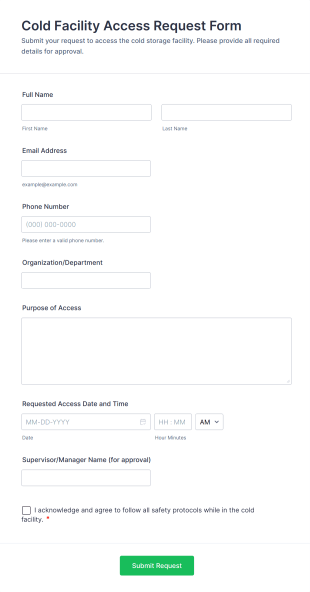Cold Facility Access Request Form Template