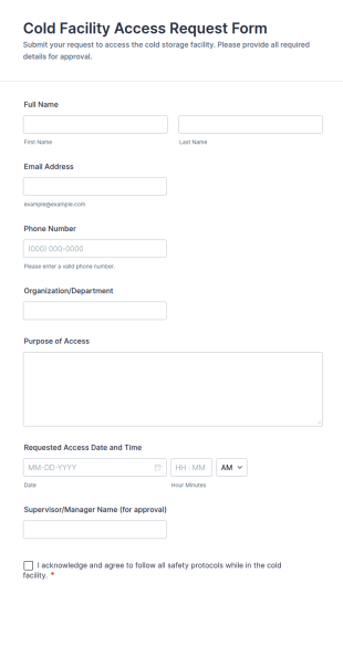 Cold Facility Access Request Form Template