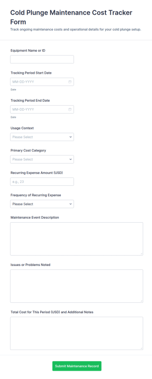 Cold Plunge Maintenance Cost Tracker Form Template