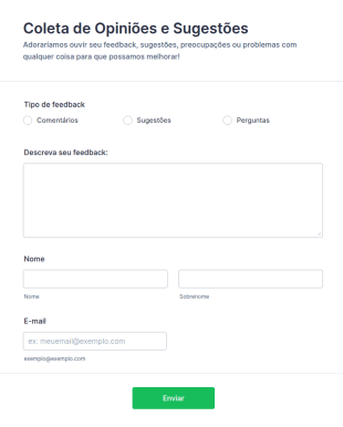 Coleta De Opiniões E Sugestões