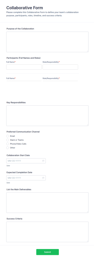 Collaborative Form Template