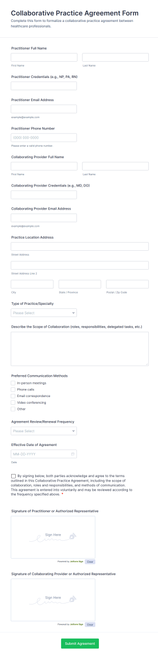 Collaborative Practice Agreement Form Template