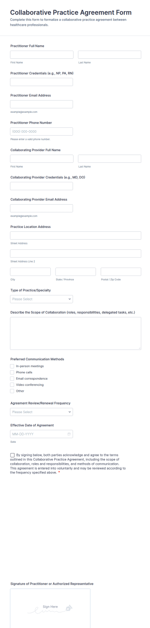 Collaborative Practice Agreement Form Template