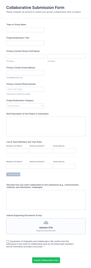 Collaborative Submission Form Template