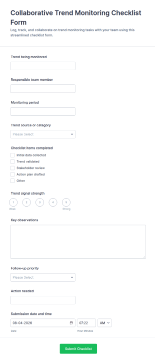Collaborative Trend Monitoring Checklist Form Template