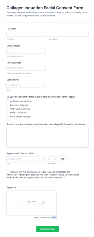 Collagen Induction Facial Consent Form Template