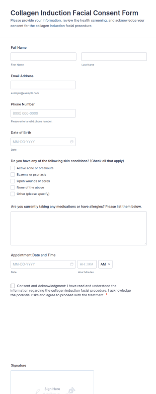 Collagen Induction Facial Consent Form Template