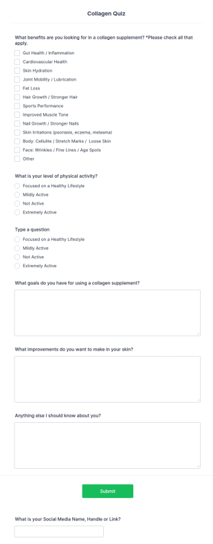 Collagen Quiz Form Template