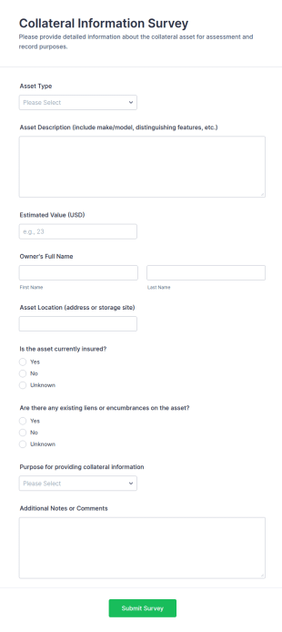 Collateral Information Survey Form Template
