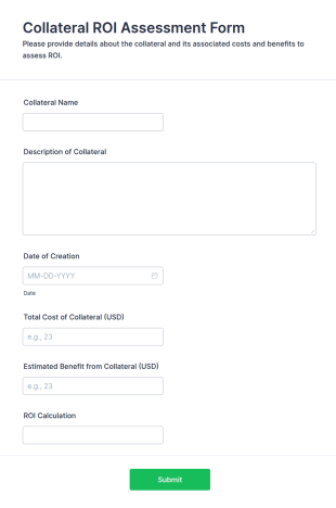 Collateral ROI Assessment Form Template