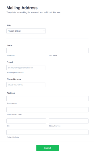 Mailing Address Update Form Template