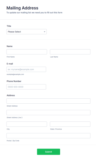 Mailing Address Update Form Template