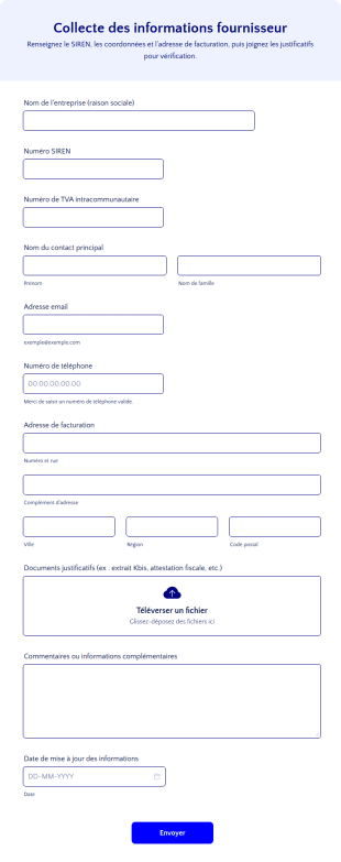 Collecte Des Informations Fournisseur