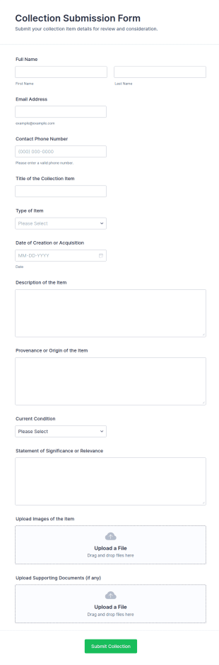 Collection Submission Form Template