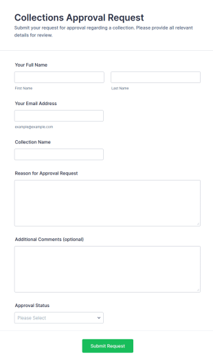 Collections Approval Request Form Template