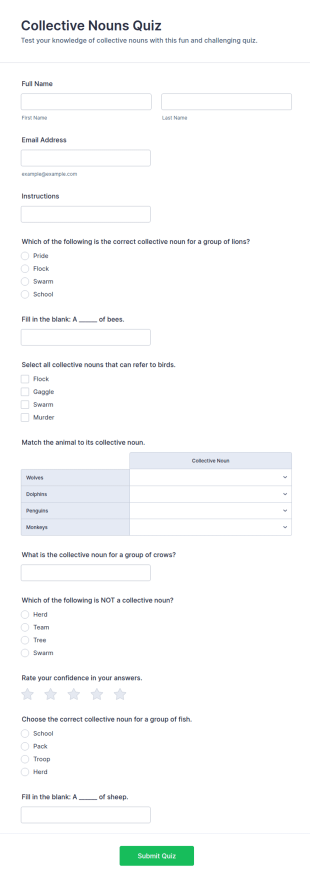 Collective Nouns Quiz Form Template