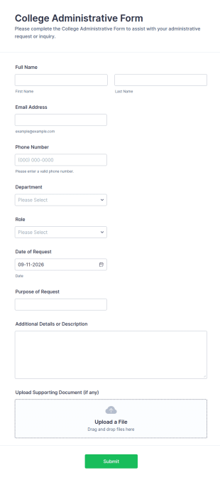College Administrative Form Template