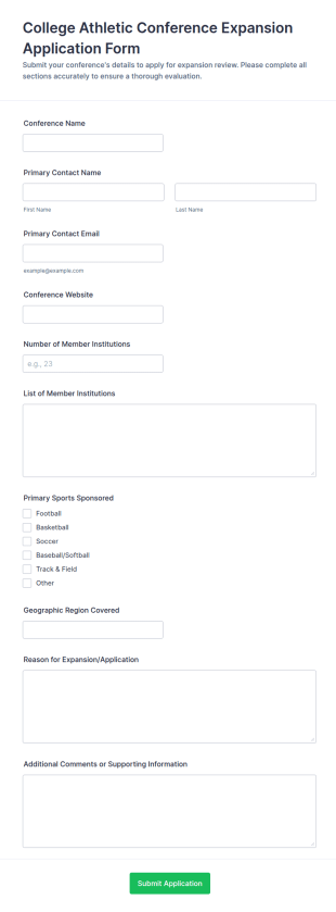 College Athletic Conference Expansion Application Form Template