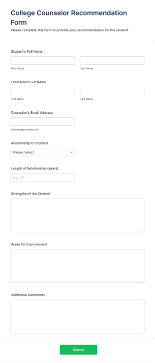College Counselor Recommendation Form Template