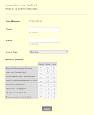 College Course Feedback Form Instructor