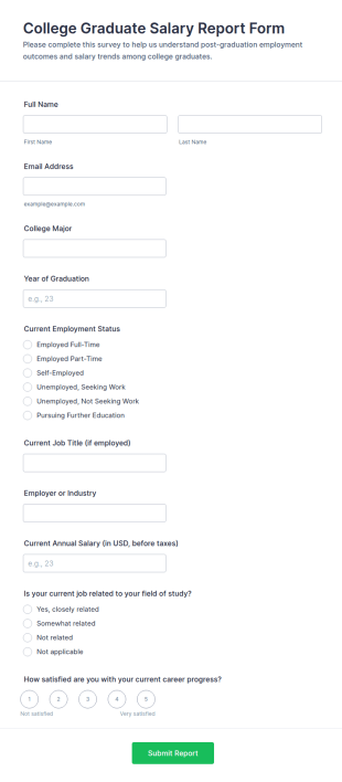 College Graduate Salary Report Survey Form Template