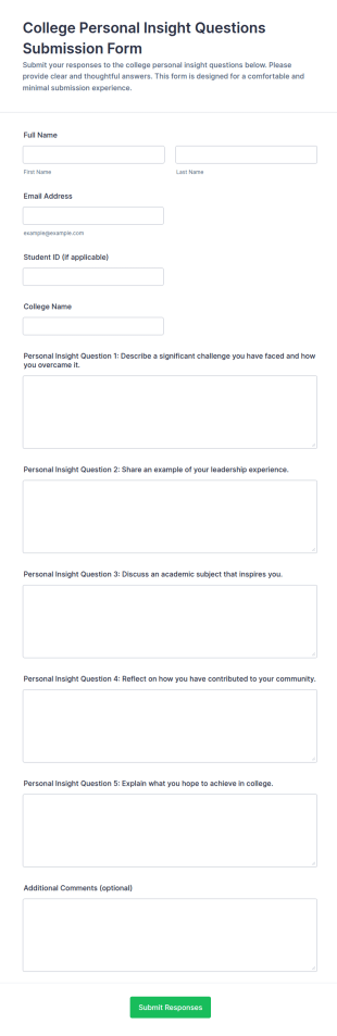 College Personal Insight Questions Submission Form Template
