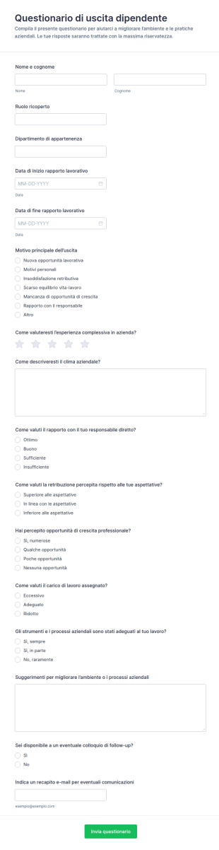 Colloquio Di Uscita Del Dipendente Survey