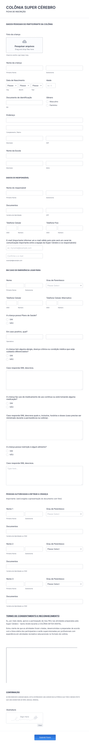 Colonia Detox Digital Super Cérebro Form Template