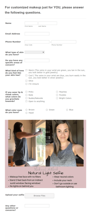 Color Match: Customized Makeup Just For YOU! Form Template