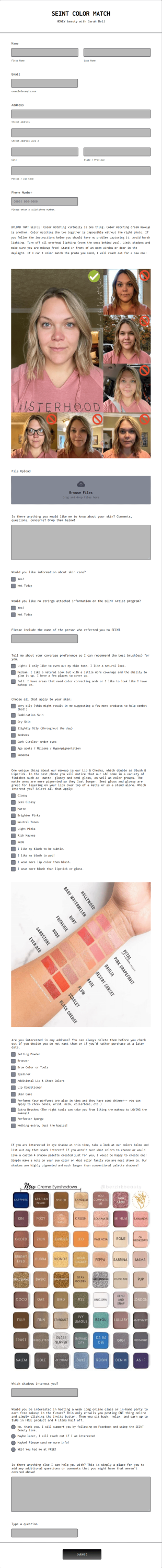 Color Match Form Template
