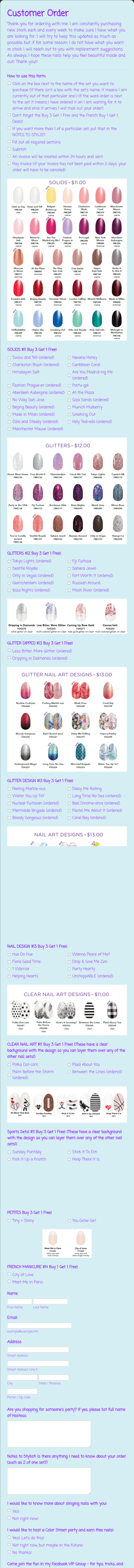 Color Me Happy Nails Custom Order Form Template