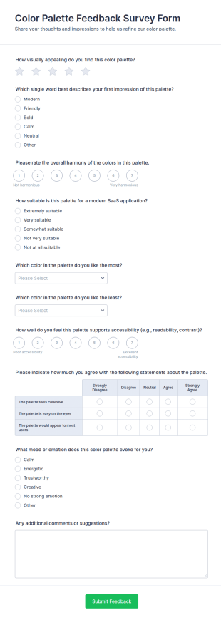 Color Palette Feedback Form Template