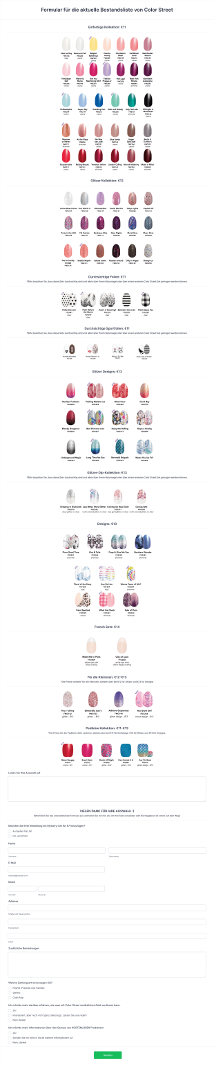 Color Street Aktuelle Bestandsliste