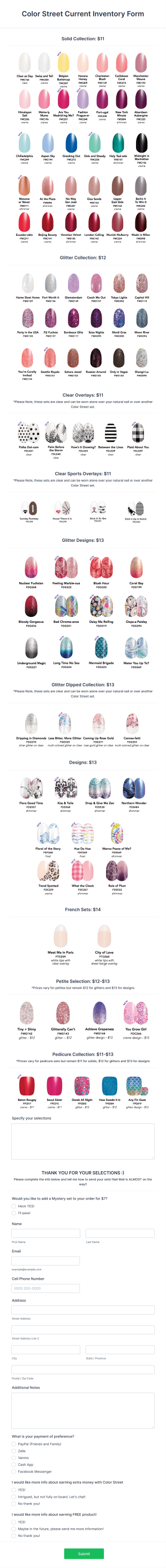 Color Street Current Inventory Form Template