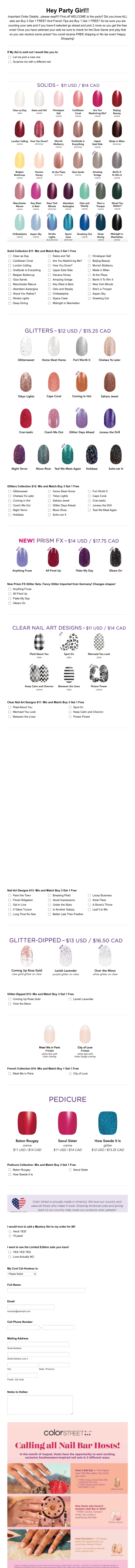 Color Street Fall 2021 Form Template