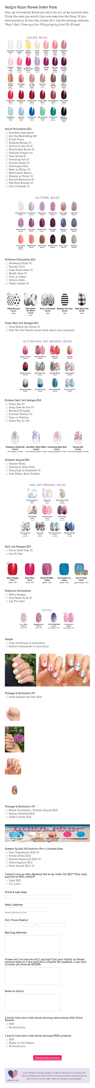 Color Street In Stock Inventory Form Template