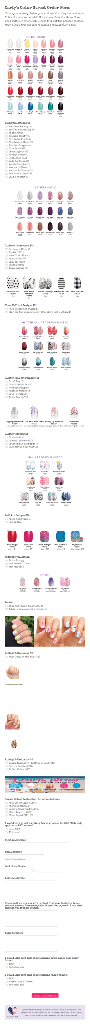 Color Street In Stock Inventory Form Template