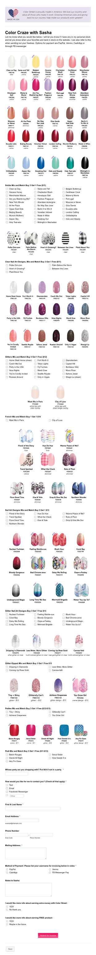 Color Street On Hand Stock Form Template