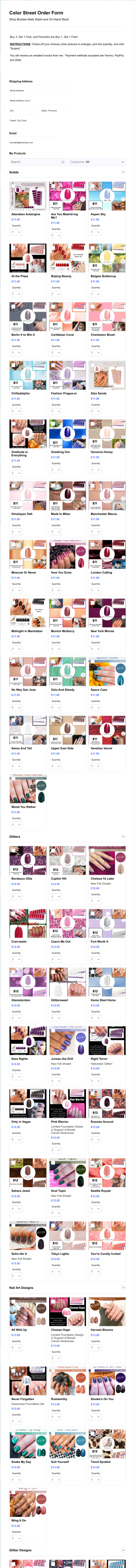 Color Street Order Form Updated Oct 2020 With Holiday